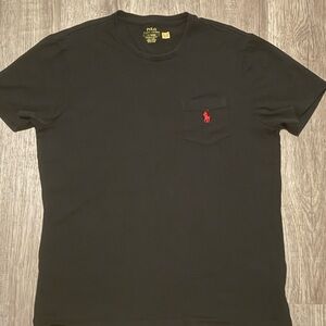 Polo by Ralph Lauren Men's Black Tee with Red Logo